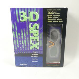 3-D Spex PC Game Set Vintage NuVision Stereoscopic 3D Glasses + CD